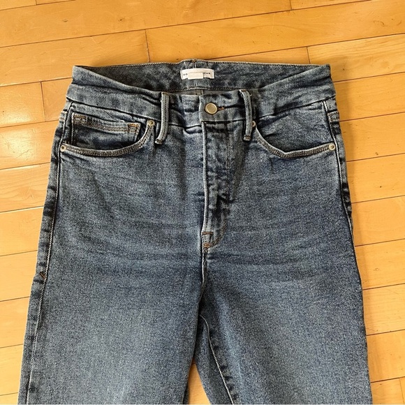 Good American Skinny Jeans High Waist Raw Hem Denim Size 6 / 28 Distressed - Picture 2 of 9